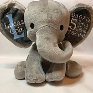 birth announcement elephant - keepsake elephant - baby keepsake - birth stat elephant - baby gift - personalized elephant - baby shower
