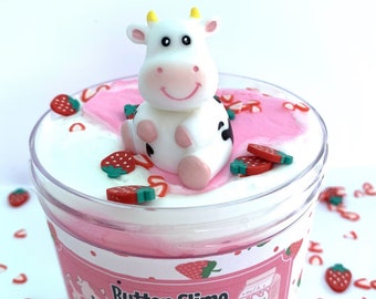 Scented Strawberry Cheesecake Butter Slime with a lot of EXTRAS and CHARM!