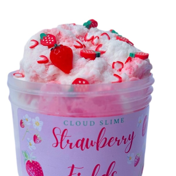 Strawberry Fields Cloud Slime Strawberry Scented W/Charm & Fruit Strawberry Theme Party Favor, Birthday Gift Kids/Teens/Tween toy Slime Shop