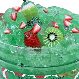 Strawberry Kiwi Slime, Slushie/Slushy Slime, Satisfying Slime, Summer Bubble Tea Slime, Boba Toy Kids Gift Party favor Slime Shop Bliss Balm