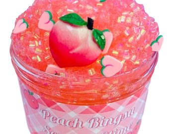 Bingsu Slime Peach Scented Crunchy Fruit Slime Shop Birthday Kids/Teen/Tween Gift Toy, Gift Best Seller Bliss Balm Slime Shop, Free Shipping