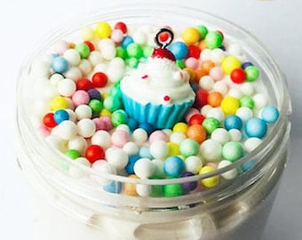 Birthday Cake Butter Slime W/Daiso Cupcake charm Popular Vanilla birthday cake scented slime Birthday gifts/party favor BlissBalm slime shop