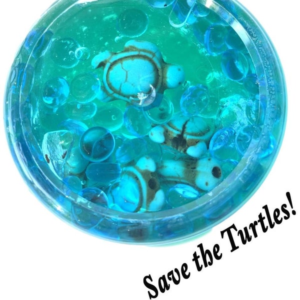Fishbowl Slime, Save the Turtles, Scented slime, Clear w/Turtle Charms, Free shipping Kids Birthday Gift Toy, Best Seller Slime, Slime Shop