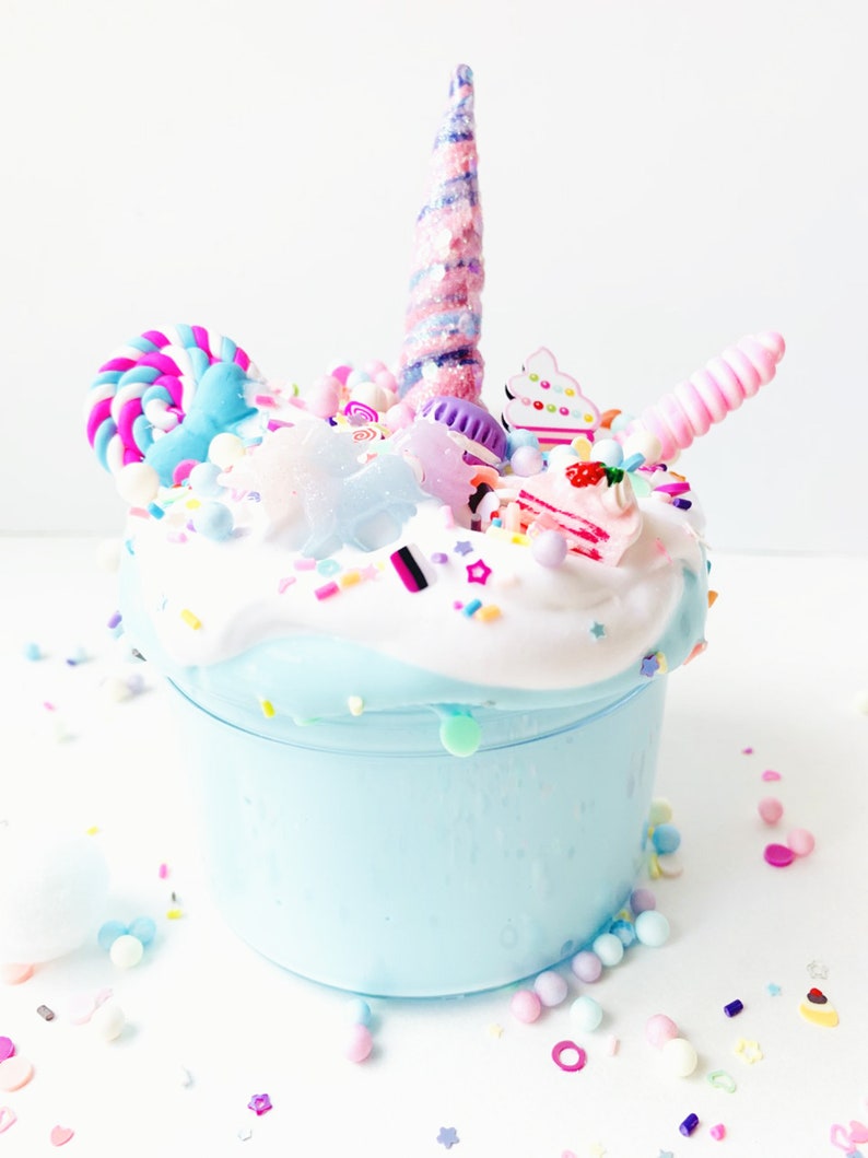 DIY Unicorn Freak Slime Scented Cake Batter W/Charm & FREE Extras, Decorate your own Slime, Unicorn Gift, Birthday Party favors, Slime shop 