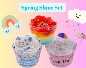 Rainbow Slime Set, Cloud/Clear Slime, Gift Package Birthday Gift Set for Kids/Teens/Tween Trendy Slime Shop Best Seller ASMR