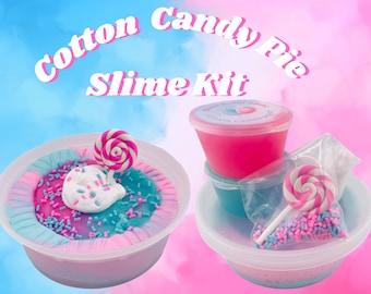 Cotton Candy Pie Slime DIY Activity Kit, Jelly Slime, Slay Slime, Scented Slime, Sprinkles, Gift for Kids/Teen/Tween ASMR Sensory Fidget Toy