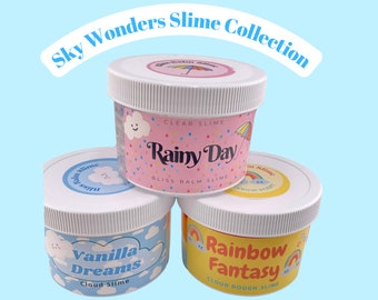 Rainy Day Slime Set, Cloud, Rain & Rainbows, Cloud Dough, Clear Slime, Cloud Slime Set, Cute Gift Set for Her/Him Bliss Balm Slime Shop