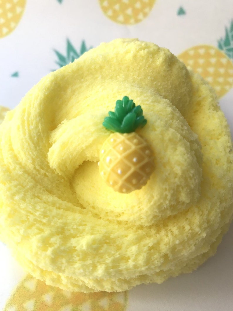 Pineapple Cloud Slime Scented W/Charm & FREE Extras, Tropical Pineapple Gift, Best Seller, Birthday Party favors, Cheap Popular slime shop 