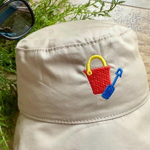 EMBROIDERED Summer Beach Sun Hat with ties-Baby Bucket Hat-Baby Shower Gift-New Baby Gift