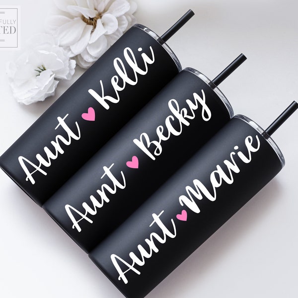 Gifts for Auntie, Aunt tumbler, Tia cup, personalized gift, 20oz steel tumbler with straw