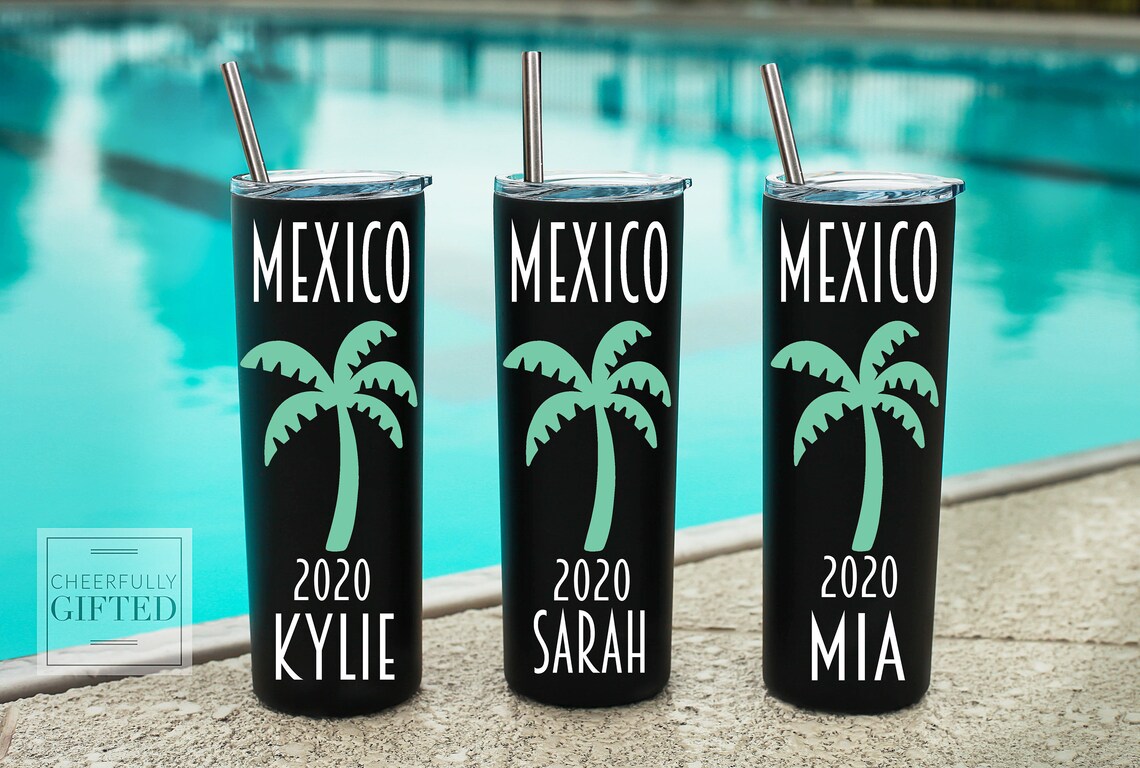 Vacation tumblers Girls trip cups Beach vacation Tropical Etsy