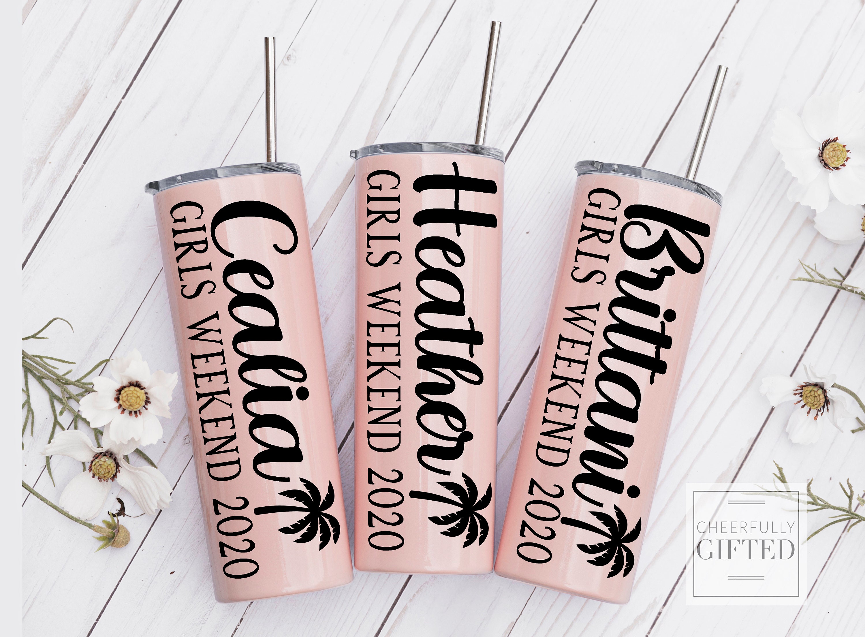 Vacation Tumblers Girls Trip Cups Beach Vacation Tropical Etsy