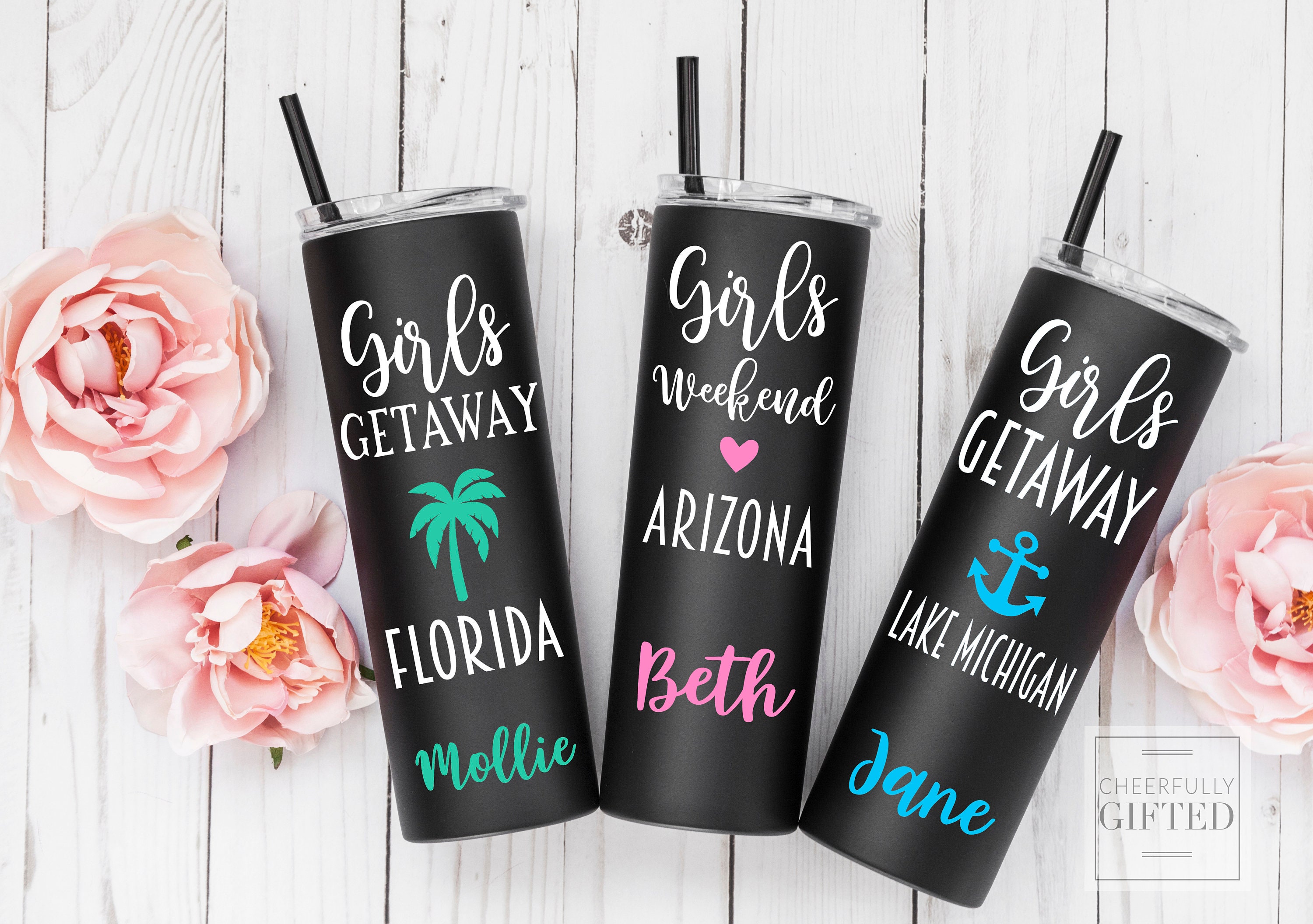 Vacation tumblers Girls trip cups Girls weekend Girls Etsy