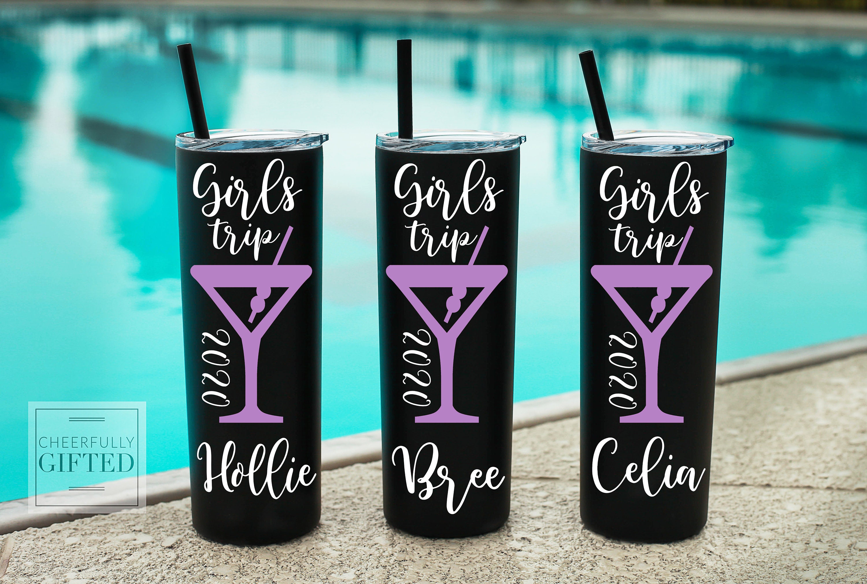 Vacation tumblers Girls trip cups Beach vacation Tropical Etsy