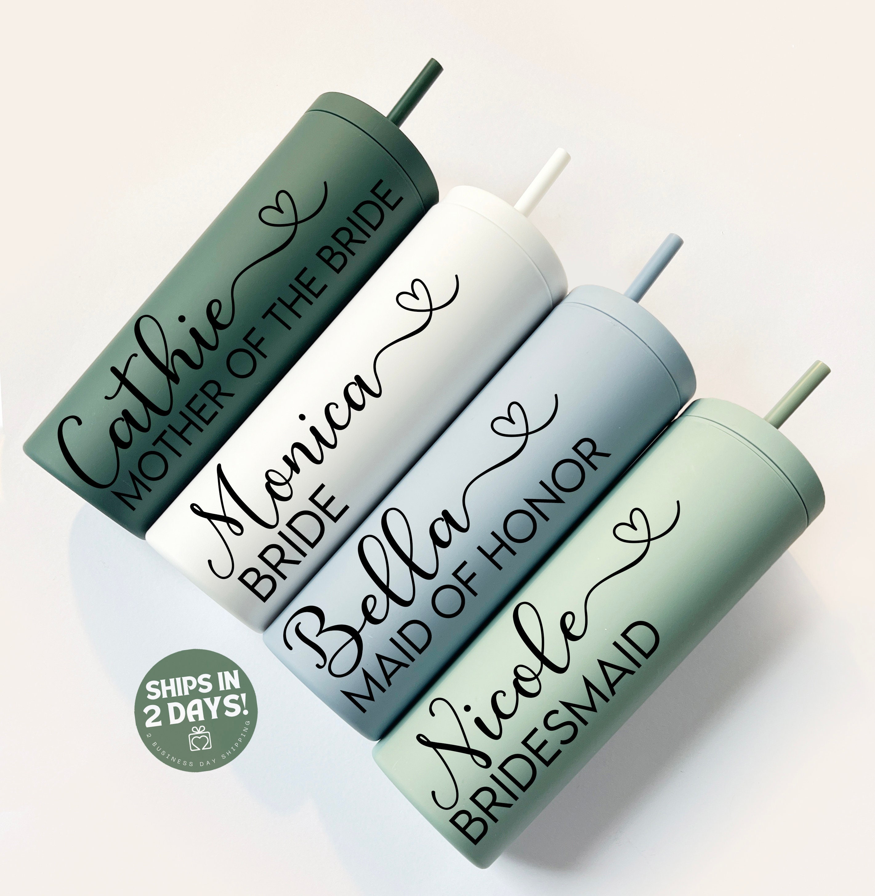 Wedding tumbler set , bachelorette tumblers , personalized tumbler with straw , Maid of honor cup , bridesmaid gifts , matron of honor mug