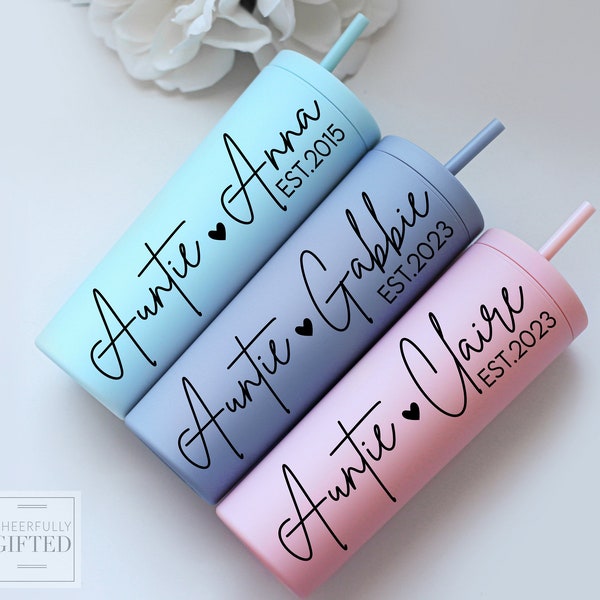 Gifts for aunt, gifts for Auntie, aunt tumbler, tia tumbler, birth announcement gift, new aunt gift, gifts for sister, sister birthday gift