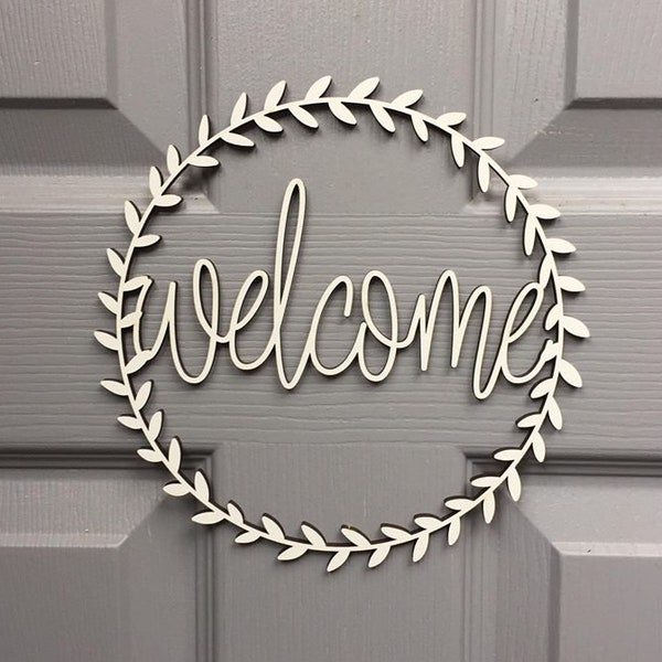 Welcome Wreath Hanger - Welcome Wreath Insert - Welcome Piece for Wreath - Welcome Sign for Wreath - Welcome Wreath Piece - Welcome Door