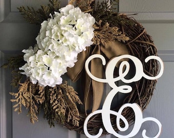 Everyday Wreath - Front Door Wreath - Wreath for Front Door - Monogram Wreath - Year Round Wreath - Door Wreath - Initial Wreath - Wreath