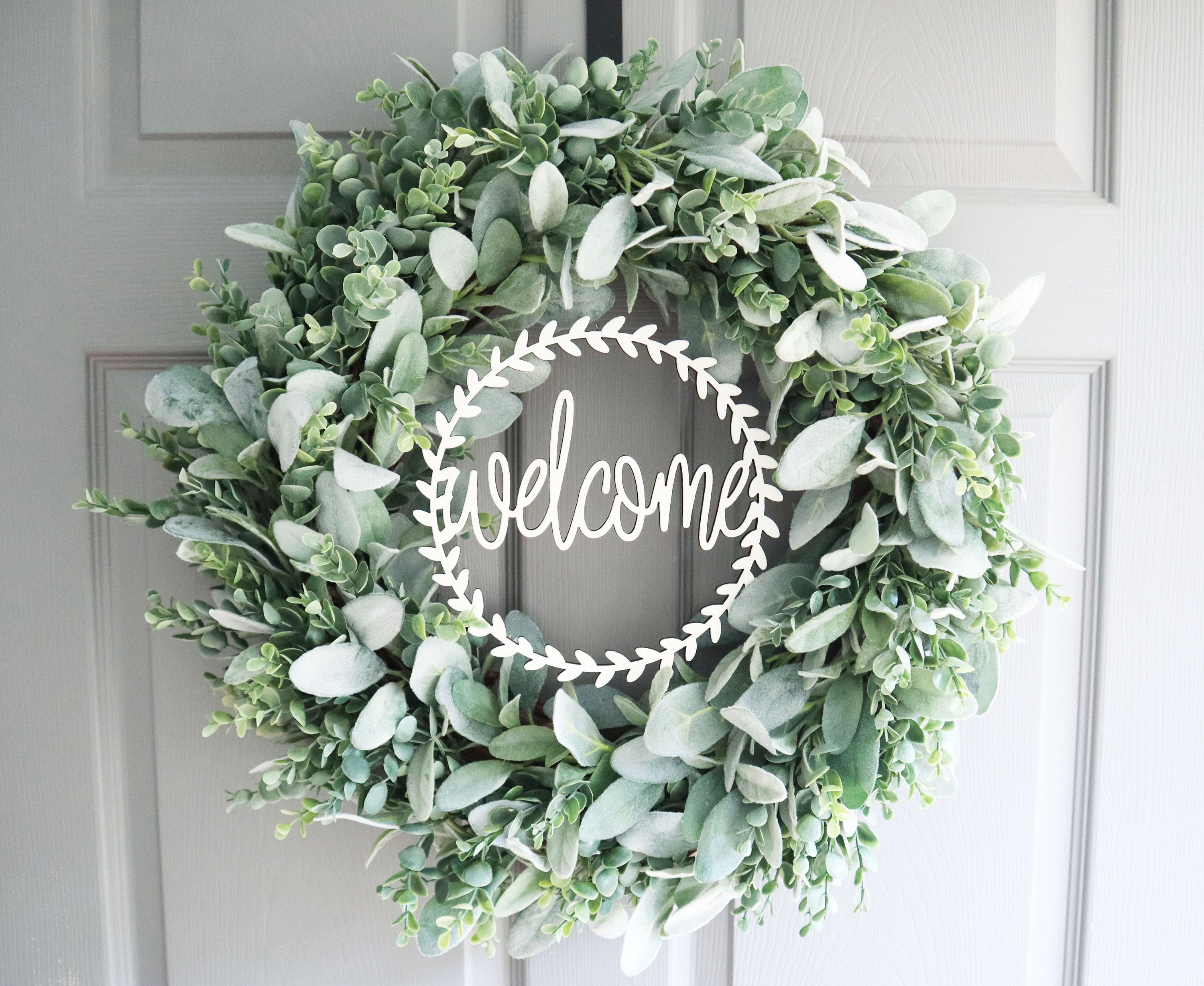 Beautiful full Eucalyptus front door wreath Home Décor Home & Living