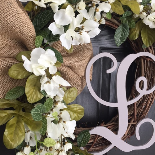 Wreath for Front Door - Front Door Wreath - Spring Wreath - Every Day Wreath - Year Round Wreath shops - Monogram Wreath - Initial Wreath