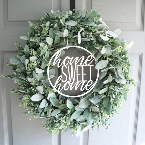 Wreath for Front Door - Front Door Wreath - Year Round Wreath - Home shops Sweet Home Wreath - Mother's Day Gift - Eucalyptus Wreath - Wreaths