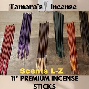 CHOOSE YOUR SCENT 11" Hand-Dipped Fresh Incense Sticks Scents L-Z Premium Strong Infused Best Seller Collection in Bulk Variety of Scents