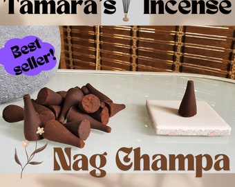 Conos de incienso Nag Champa: Aromaterapia fresca elaborada a mano.