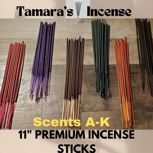 CHOOSE YOUR SCENT 11" Hand-Dipped Fresh Incense Sticks Scents A-K Premium Strong Infused Best Seller Collection in Bulk Variety of Scents