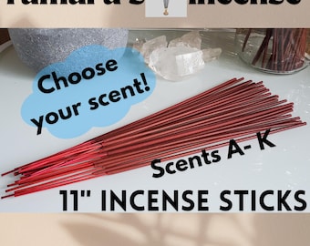 11&quot; CHOOSE YOUR SCENT Fresh Incense Sticks Hand-dipped Scents A-K Premium Strong Infused Best Seller Collection in Bulk Variety of Scents