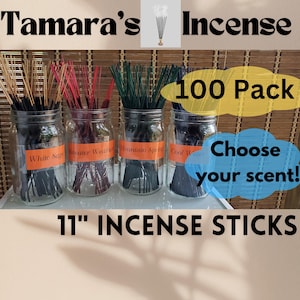 100 CHOOSE YOUR SCENT Assorted 11&quot; Incense Sticks Hand Dipped Fresh Incense Sticks 11&quot; Premium Strong Infused in Bulk Variety of Scents