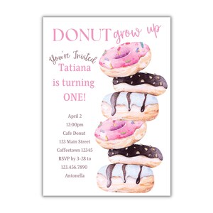 First Birthday Girl | First Birthday Theme For Girls | 1st Birthday Girl | Donut Grow Up Birthday | Donut Invitation | Donut Party Theme