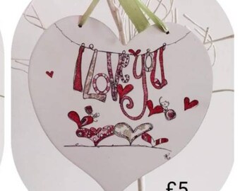 I love you wooden hanging sign valentines gift girlfriend wife  home decor love