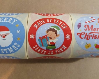 3 rolls x 250 Christmas stickers size 60mm
