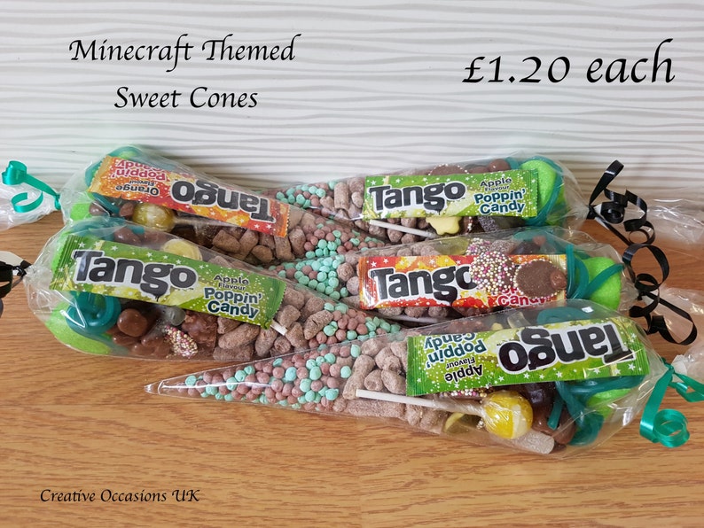 5 X Minecraft Themed Party Bags Sweet Cones Party Favours Etsy