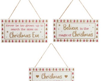 Wooden Christmas glitter sign, plaque, Christmas decoration