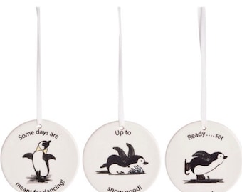 Ceramic penguin Christmas tree ornaments, tree decorations, secret Santa gifts