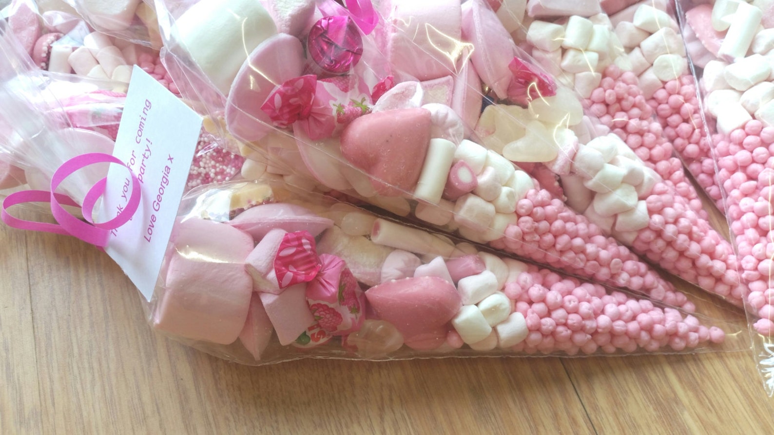 5 X Pink Prefilled Sweet Cones Party Bags Favours Etsy UK