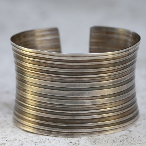 Modern Tribal Anticlastic Cuff in Sterling Silver