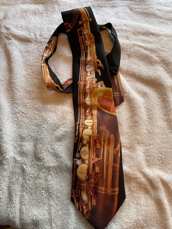 Vintage Designer Ralph Marlin Saxophone Necktie