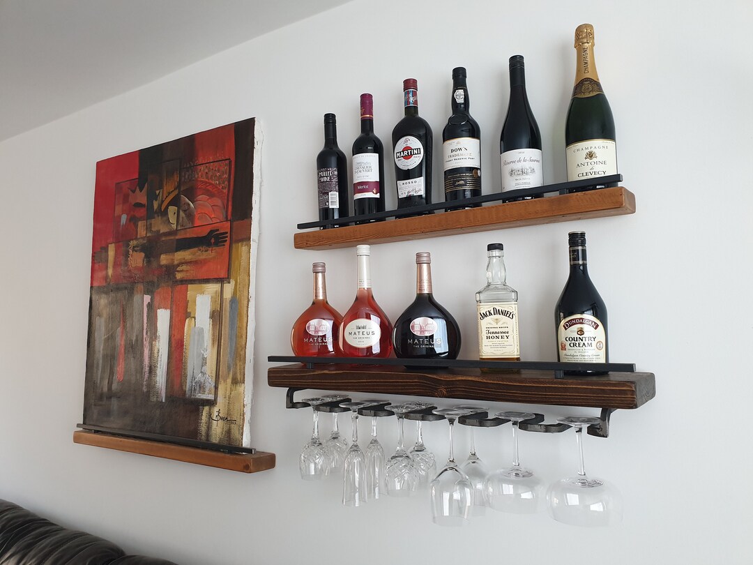 Floating Shelf With Glass Rack. - Etsy