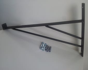 2 X Made to any size. Heavy duty double Scaffold boards brackets. Industrial Shelf Brackets.Black iron shelf brackets