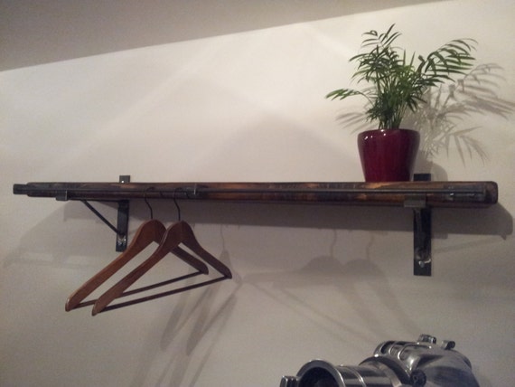 Rustic Look Clothes Rail With 12 Shelf And Wall Etsy