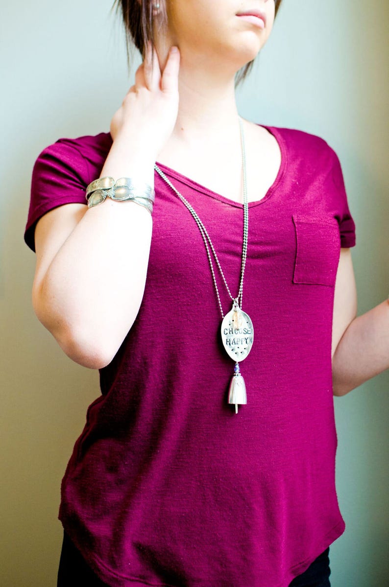 Silver Jewelry Choose Joy Necklace Silverware Necklace Spoon Necklace Spoon Jewelry Pendant Best Friend Gift Stamped Spoon Jewelry