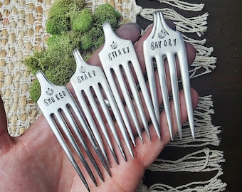 Cheese Forks, Cheese Lover Gift, Hand Stamped Silver, Markers, Handmade Gifts, Housewarming Gifts, Hostess Gift, Repurposed, Cheese Labels