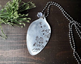 Hand Stamped Spoon Necklace, Silverware Jewelry, Inspirational Gift