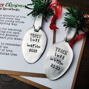 Teacher Gifts, 2021 Teacher Ornament, Spoon Ornament, Stamped Spoon, Christmas Gift For Teacher, Best Teacher Gift, Custom Teacher Gifts