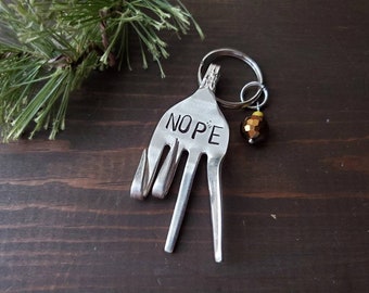 Hand Stamped Fork Key Chain, Silverware Gift
