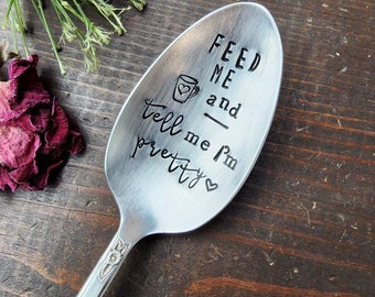 Tell Me I'm Pretty, Coffee Spoon, Stamped Spoon, Tea Spoon, Spoon Me Maryland, Birthday, Valentine's Day, Silverware, Coffee Gift
