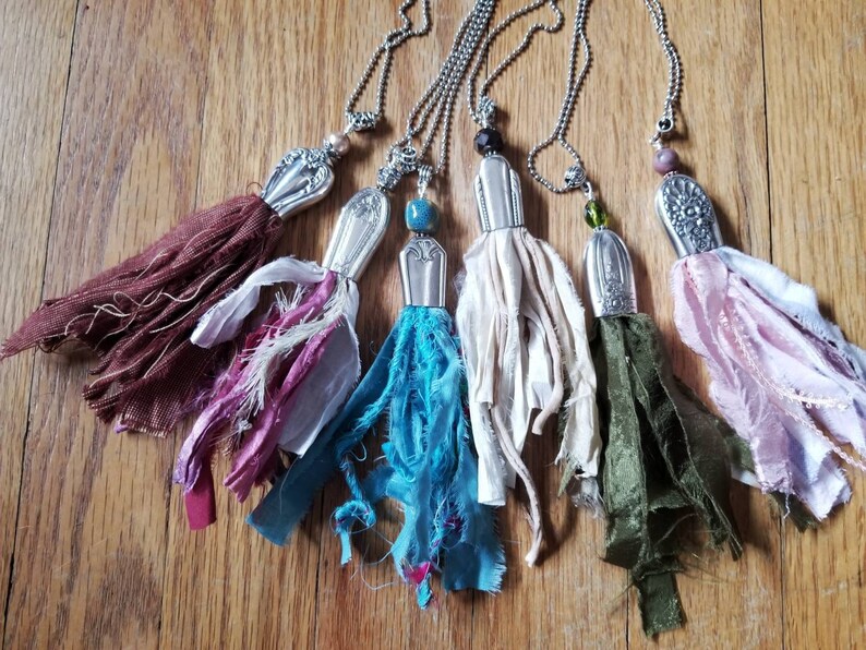 Silverware Jewelry Knife Necklace Tassel Pendant Etsy