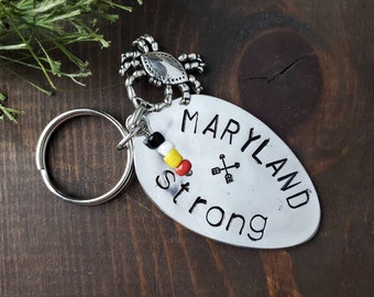 Spoon Key Chain, Maryland Strong, Maryland Girl, Silverware Key Chain, Handmade Gift, Support, Stamped Spoon, Maryland Gift, Spoon Gift